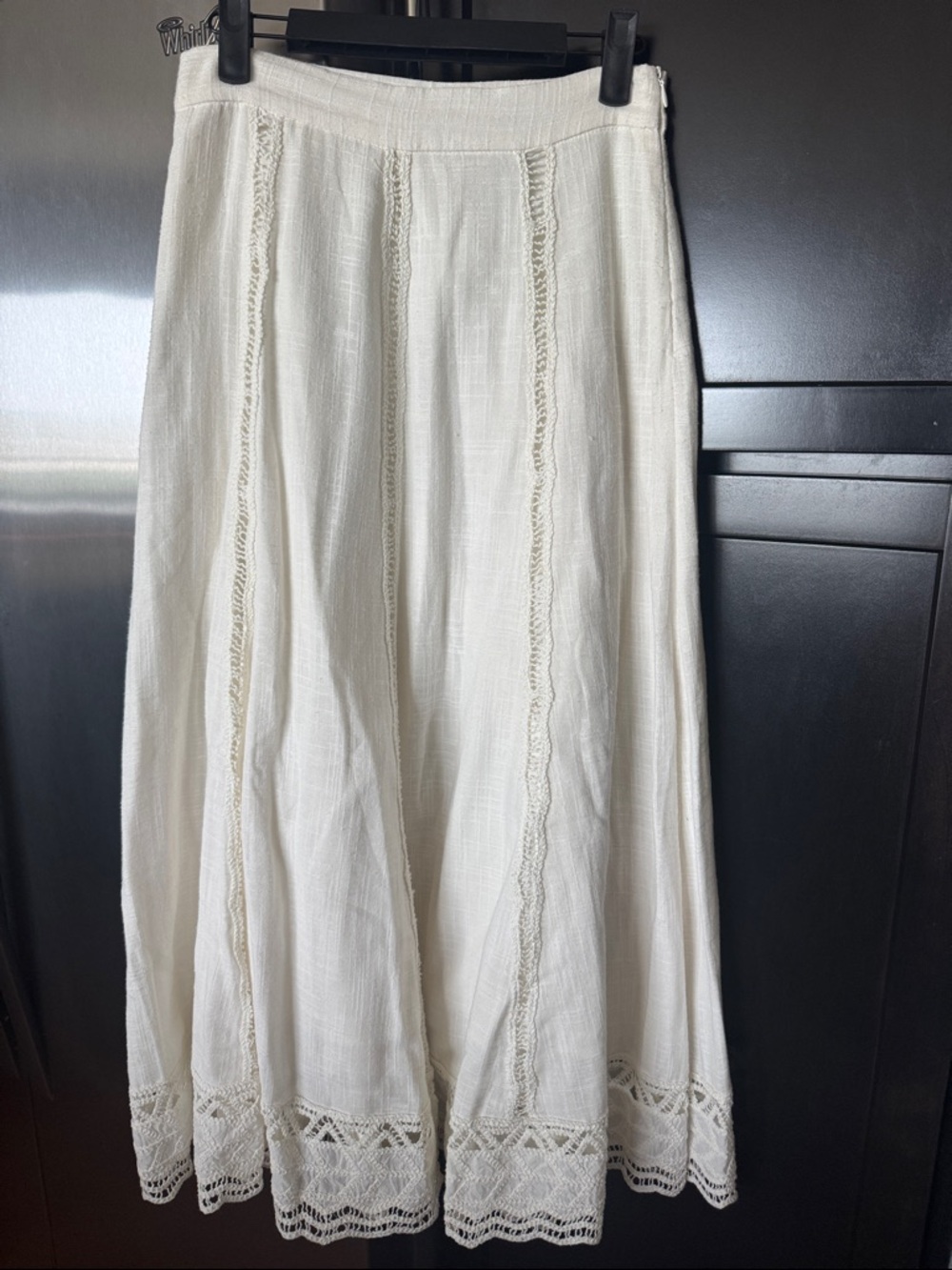 Zara Cream Maxi Skirt with Lace Panels